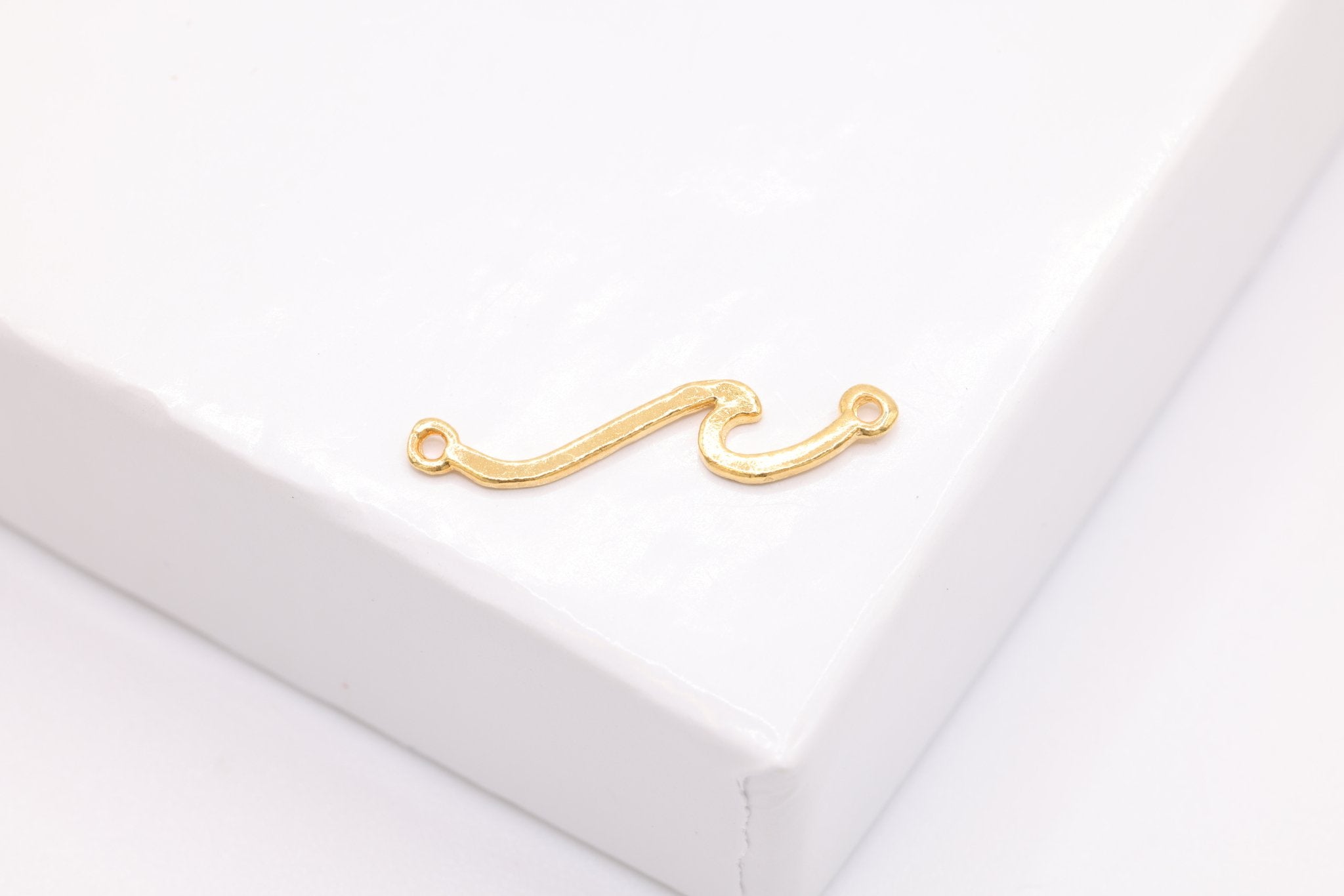 Wave Connector Charm, Gold - Plated Silver, 16mm x 4mm, Bulk Jewelry Making Charms - HarperCrown