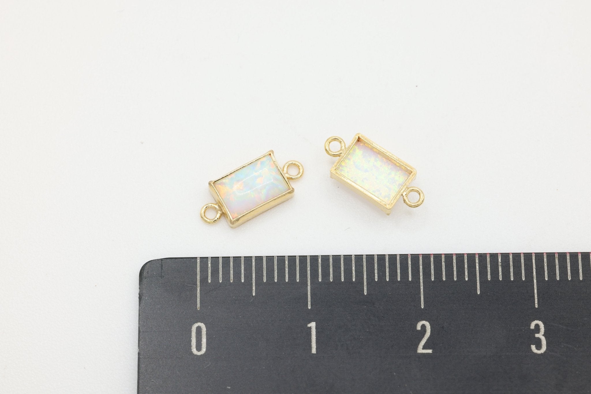 White Opal Marquis Connector Charm, Wholesale, 14/20 Gold - Filled, 6mm x 3mm, Jewelry Making Charm - HarperCrown