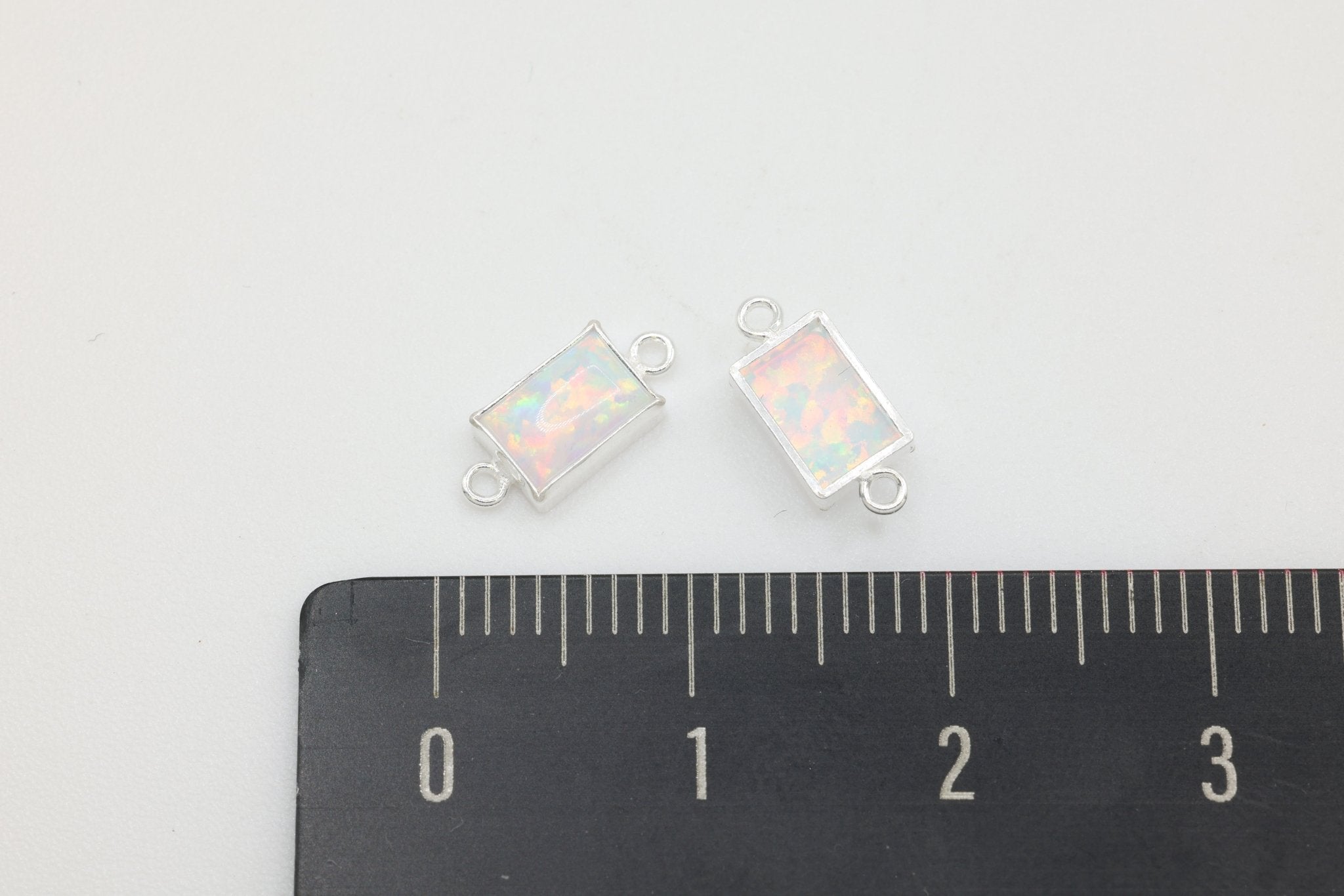 White Opal Marquis Connector Charm, Wholesale, 925 Sterling Silver, 6mm x 3mm, Jewelry Making Charm - HarperCrown