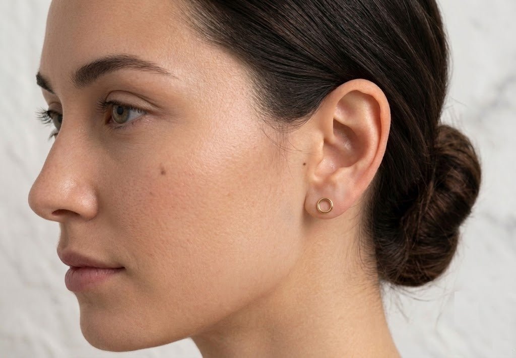 Wholesale 14k Gold Filled Open Circle Stud Earrings - Gold Filled Round Earrings, Minimalist Earrings, Dot Stud Earrings, Everyday Jewelry - HarperCrown