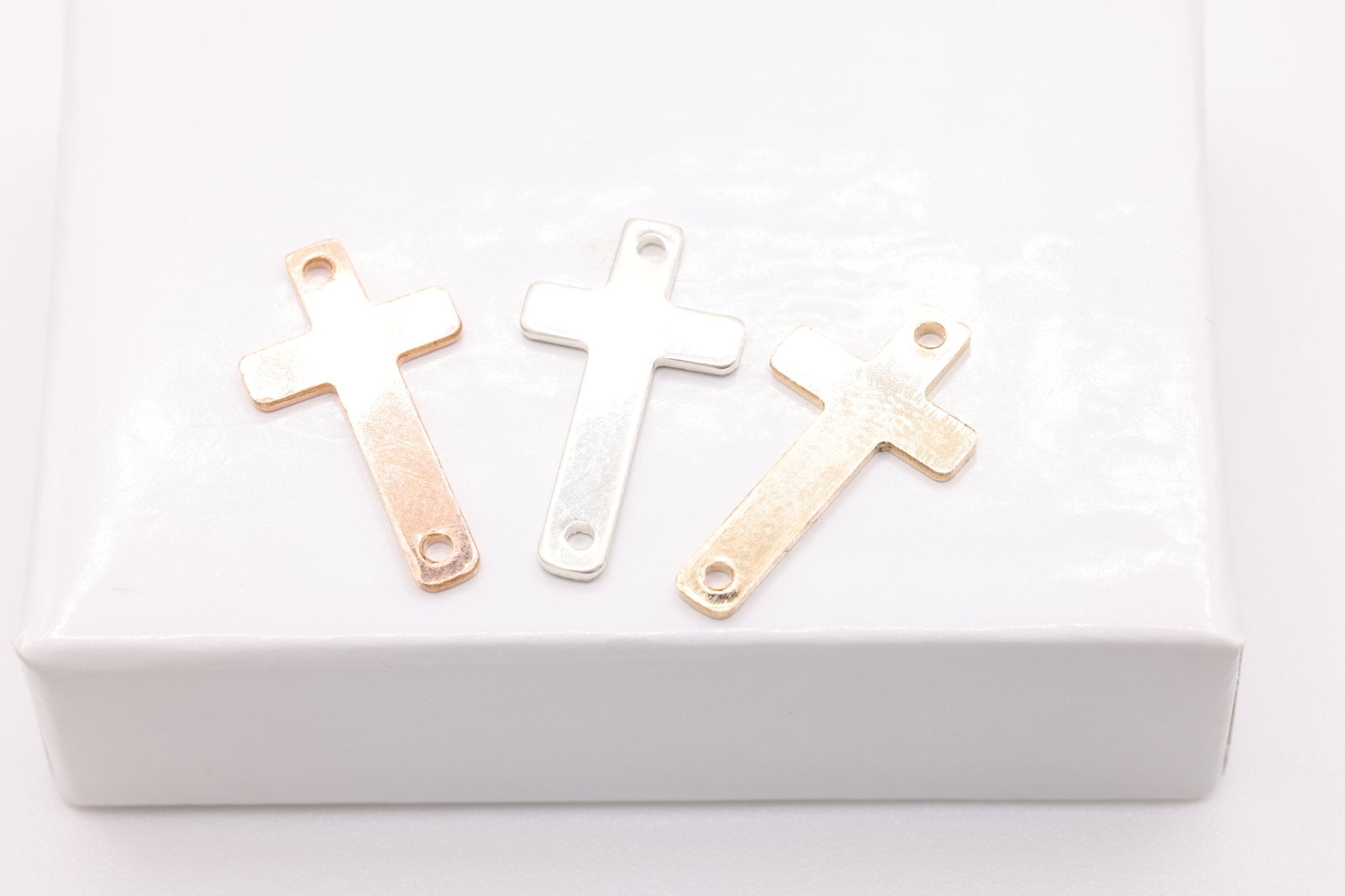 Wholesale Cross Link Connector Charm, 14K Gold-Filled or Sterling Silver, 20ga Sideways Cross Blank - HarperCrown