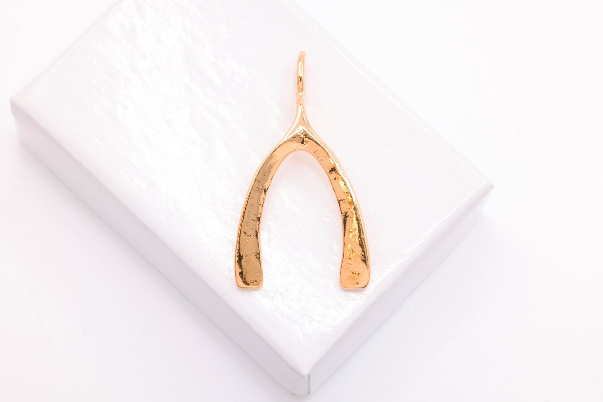 Wishbone Charm, Wholesale, 18K Rose Gold - Plated 925 Sterling Silver, 29mm x 16mm, Wish Bone - HarperCrown