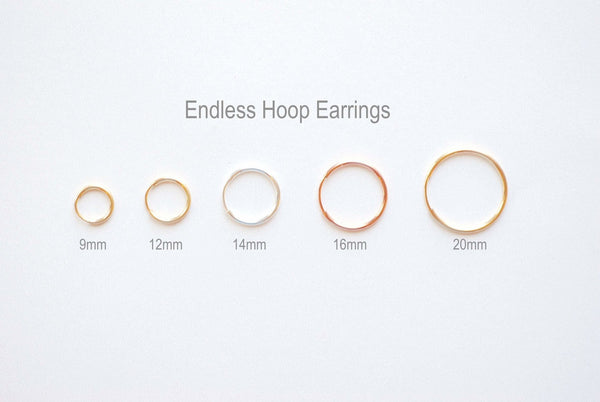 1 pair 14K Gold Filled Endless Hoop Earrings Gold Hoops, 9mm, 12mm, 14mm, 16mm, Gold Filled Huggie Hoop Earrings, Ear Wires, Gold Fill Hoops - HarperCrown