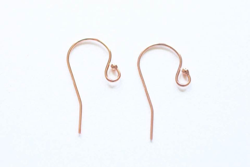 1 pair 14k Rose gold filled Ear Wires, rose gold earwire, earring finding, ear hooks, Rose Gold Filled Ear Wire Hook with Ball End earring - HarperCrown