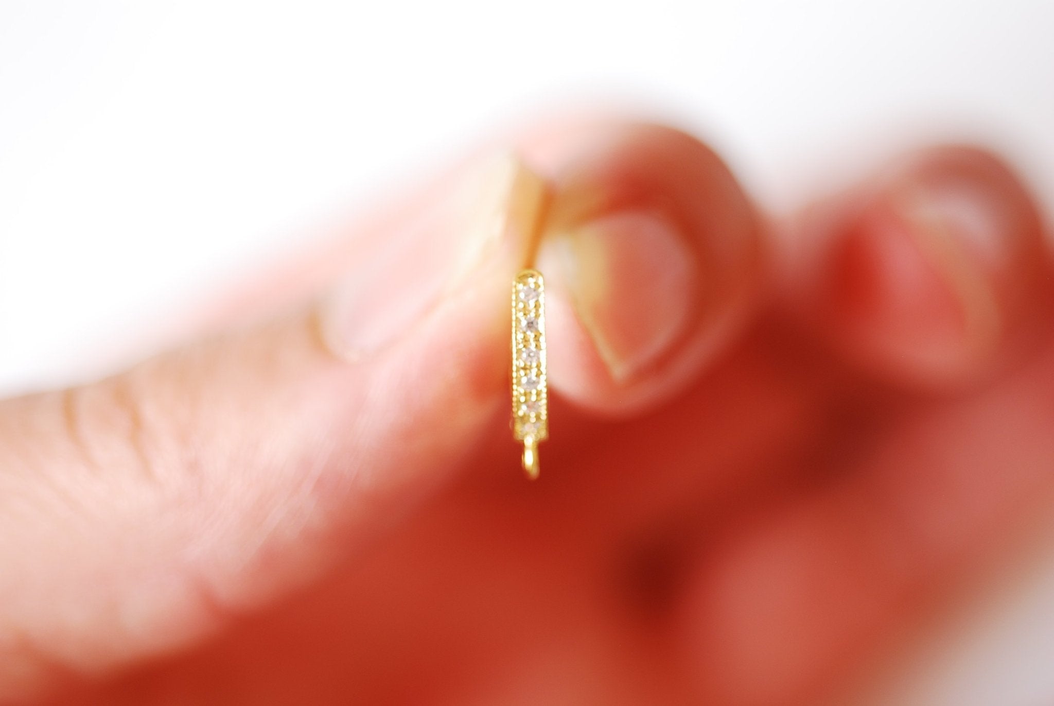 1 Pair 18k gold Pave Cubic Zirconia Leverback Earrings - 18k vermeil gold plated 925 sterling silver pave leverback earrings with ring - HarperCrown