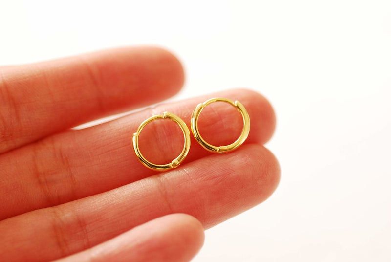 1 PAIR Gold Huggie Hoop Earrings Gold Sterling Silver Conch Hoop Cartilage Hoop Helix Hoop Tragus Hoop Dainty Hoop Earrings Thin Huggie Hoop - HarperCrown