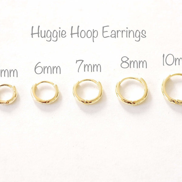 Solid Gold Plated Sterling Silver Men’s Hoop Earrings – 8mm Small Hoops, 925 Silver, Clip-On Closure