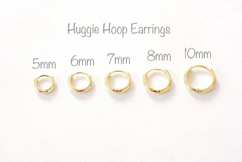 1 PAIR Gold Huggie Hoop Earrings Gold Sterling Silver Conch Hoop Cartilage Hoop Helix Hoop Tragus Hoop Dainty Hoop Earrings Thin Huggie Hoop - HarperCrown