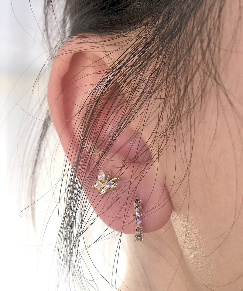 1 pair or Single Stud Gold Butterfly Stud Earrings - Vermeil Gold 925 Sterling Silver CZ Butterfly Stud earrings ball Backing Minimalist - HarperCrown