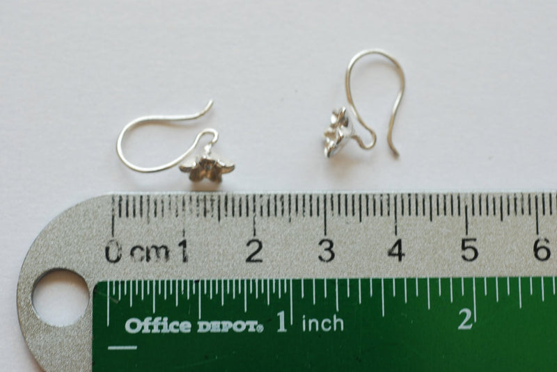 1 pair Sterling Silver Flower earring finding, 925 Silver flower earrings, flower earrings, sterling silver earring finding, Silver Earrings - HarperCrown