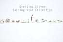 1 pair Sterling Silver Post Stud Earrings, Crescent Moon, Heart, Star, Ear Crawler, Bar, Arrow, Shell, Leaflet, Lotus Flower,Tree of Life - HarperCrown