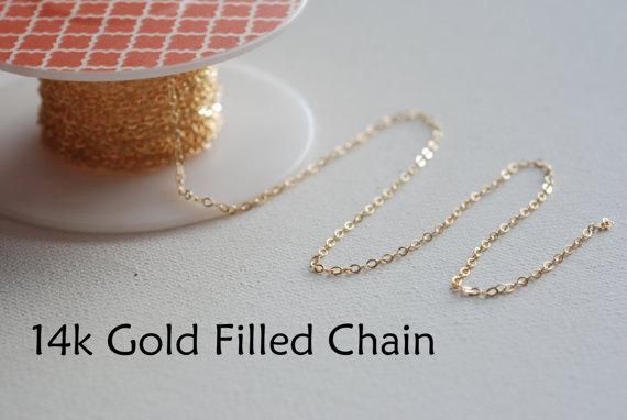 100ft 14k Gold Filled Chain, FLAT Round Cable Chain, 1.3mm width Chain, Dainty Chain, Cable Chain, DIY Jewelry Making, Wholesale Chain - HarperCrown