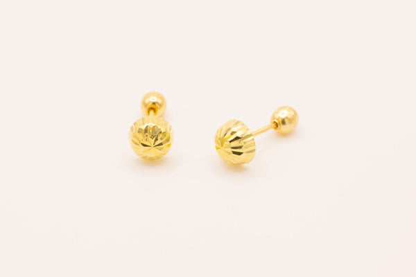 10K Gold Faceted Stud Earrings, .5mm X .5mm, Solid 10K Gold - HarperCrown