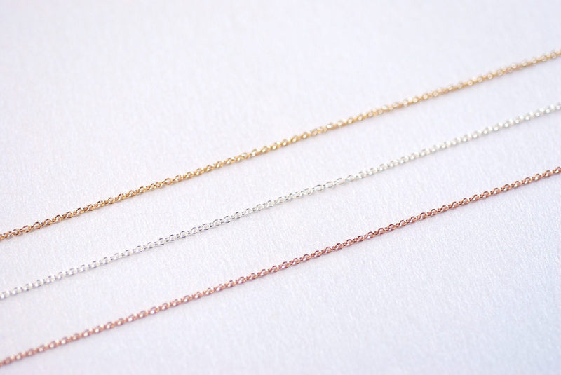 1.2mm Round Cable Chain- Choose 14k Gold Filled, Sterling Silver, 14k Rose  gold Filled Round Cable Chain, Very thin Chain, Pay by foot, Bulk
