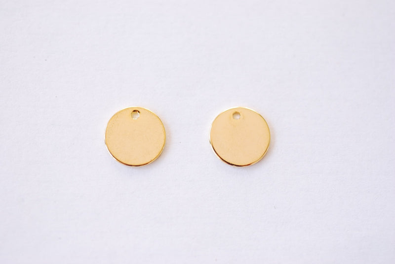 12mm Round Disc Circle Charm - 16k Gold Plated over Smooth Brass Blank Stamping Engraving Disc DIY HarperCrown Wholesale B172 - HarperCrown