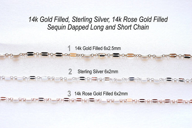 14/20 GF 2.5mm Long and Short Dapped Sequin Chain, 14k Gold Filled Sequin Chain, razor blade chain, 14k gf choker chain, chain by foot - HarperCrown