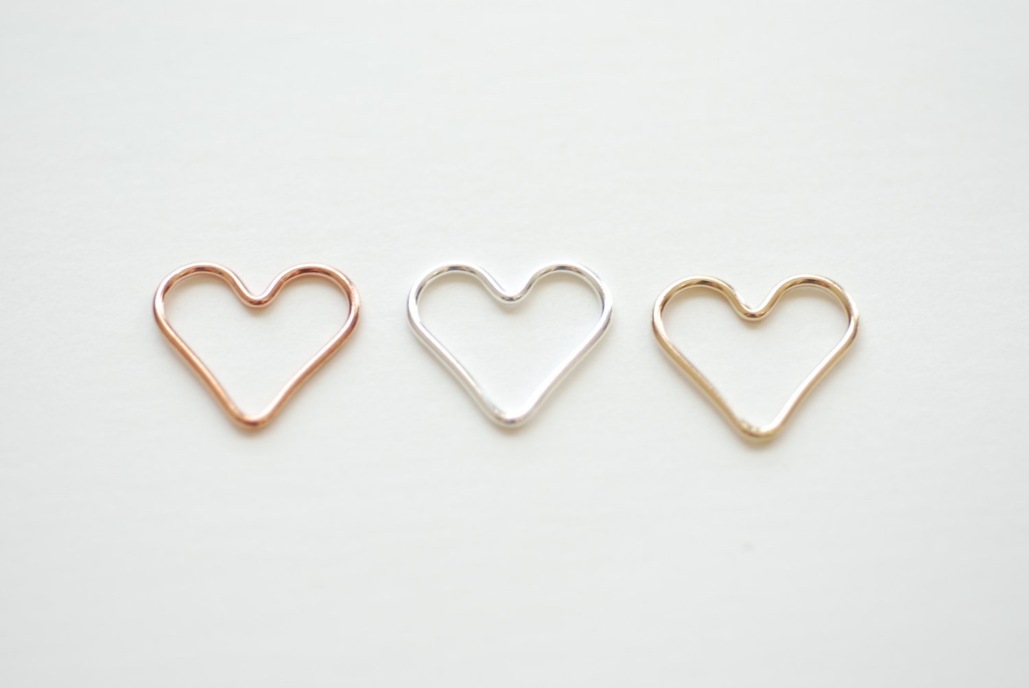 Open Heart Wire Connector Charm, 14K Gold-Filled or 925 Sterling Silver, 15mm x 12mm 18 Gauge, Link Spacer Jump Rings