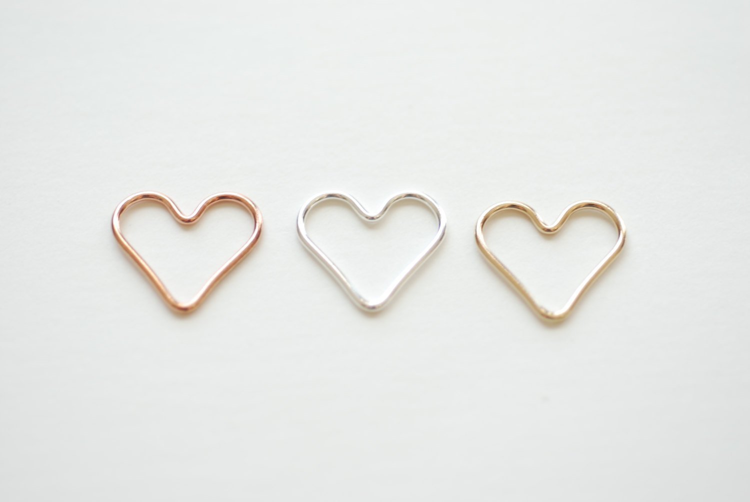 14k gold Wholesale filled, 14k rose gold filled, or sterling silver Open Heart Wire, Heart connector link spacer, Heart Jump Rings, 18 gauge wire,E124