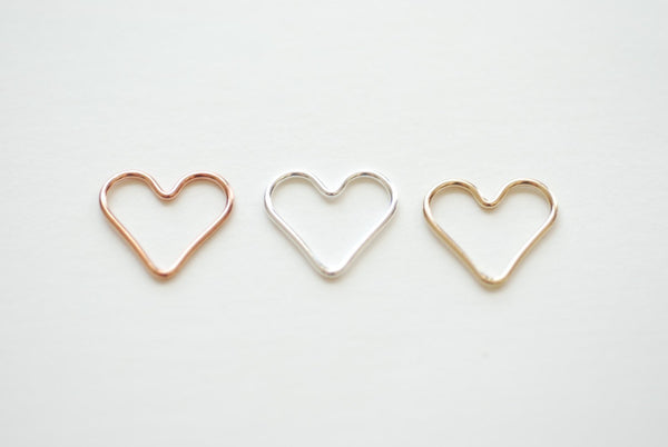 14k gold Wholesale filled, 14k rose gold filled, or sterling silver Open Heart Wire, Heart connector link spacer, Heart Jump Rings, 18 gauge wire,E124