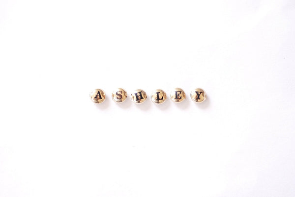 14k Gold Filled Alphabet Letter Initial Beads - 7mm Yellow Gold Filled Personalized Word Name Necklace Bracelet Seamless Oval beads - HarperCrown