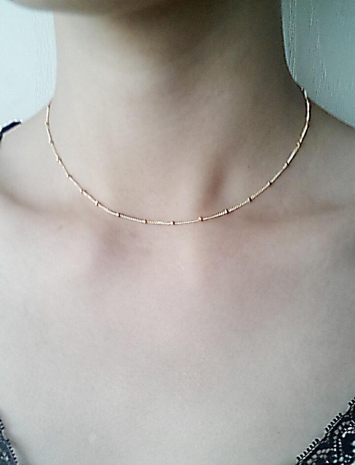 14k Gold Filled Beaded Necklace, Gold Choker Necklace, Gold Satellite Chain, Dew Drops Necklace, Minimalist Necklace,gold beaded chain - HarperCrown