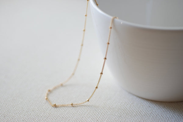 14k Gold Filled Beaded Necklace, Gold Choker Necklace, Gold Satellite Chain, Dew Drops Necklace, Minimalist Necklace,gold beaded chain - HarperCrown