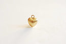 14k Gold Filled Brushed Puffy Heart Charm- Gold Fill Puff Heart Charm, Brushed Gold, 3D Gold Heart Charm, Open Heart Charm, LOVE Charm - HarperCrown
