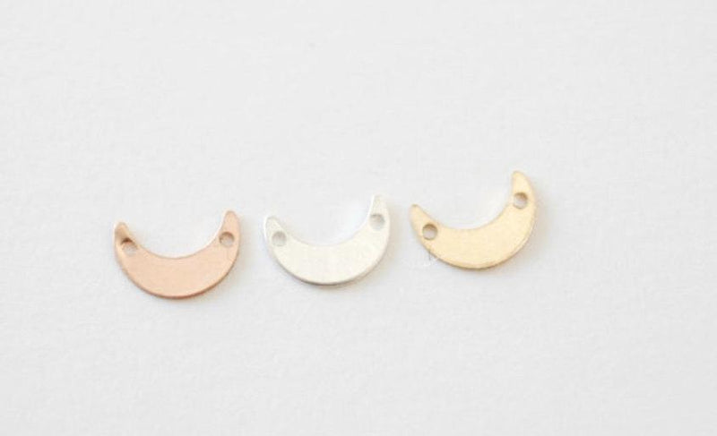14k Gold Filled Crescent Blank Charm, Gold Crescent Moon Blanks, Gold Filled Crescent Moon Connector Link Charms - HarperCrown