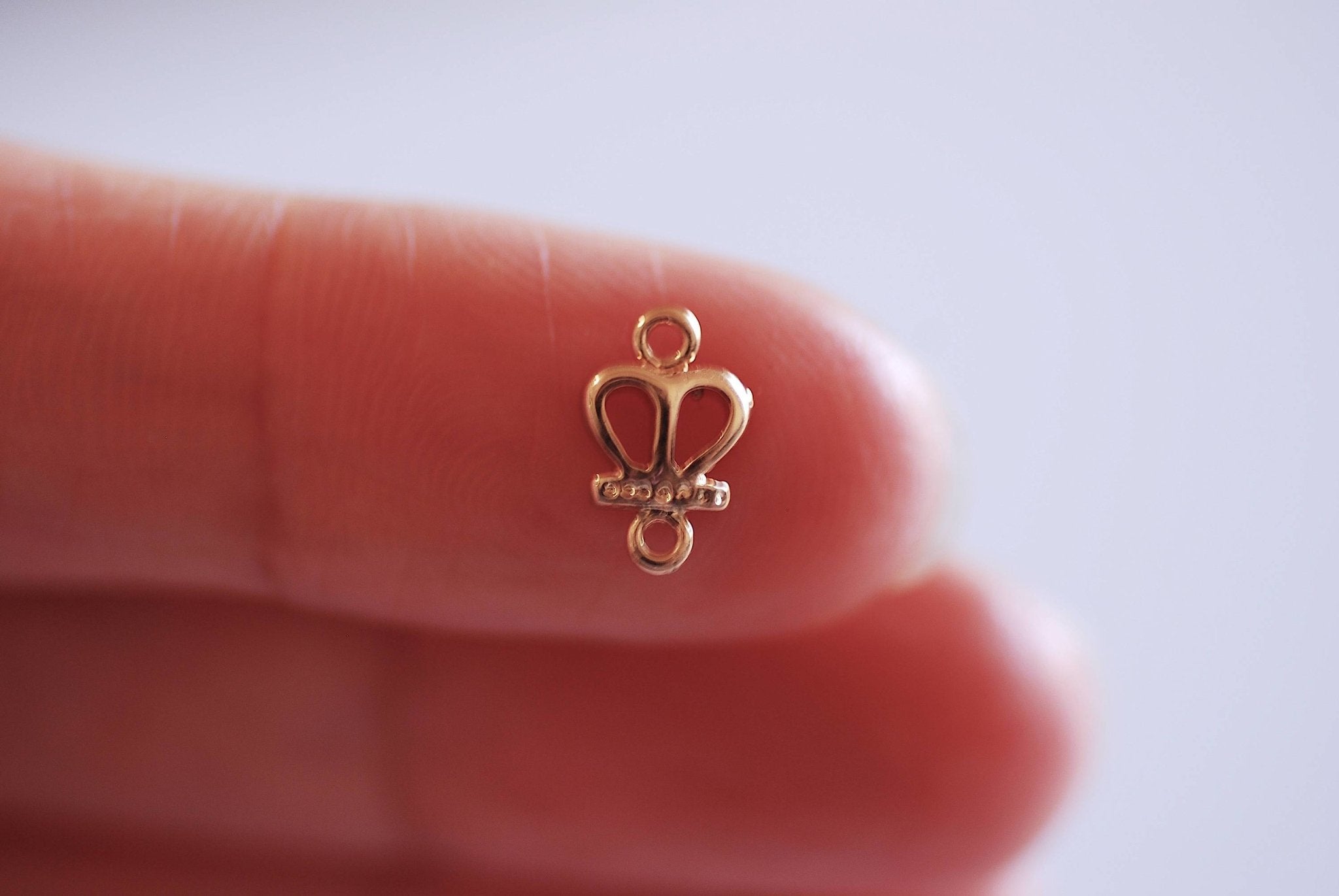 14k Gold Filled Crown Connector Charm- Gold Filled Crown Charm, Link, Spacer, Princess Crown, Royal Crown, Gold Filled Heart Connector Charm - HarperCrown