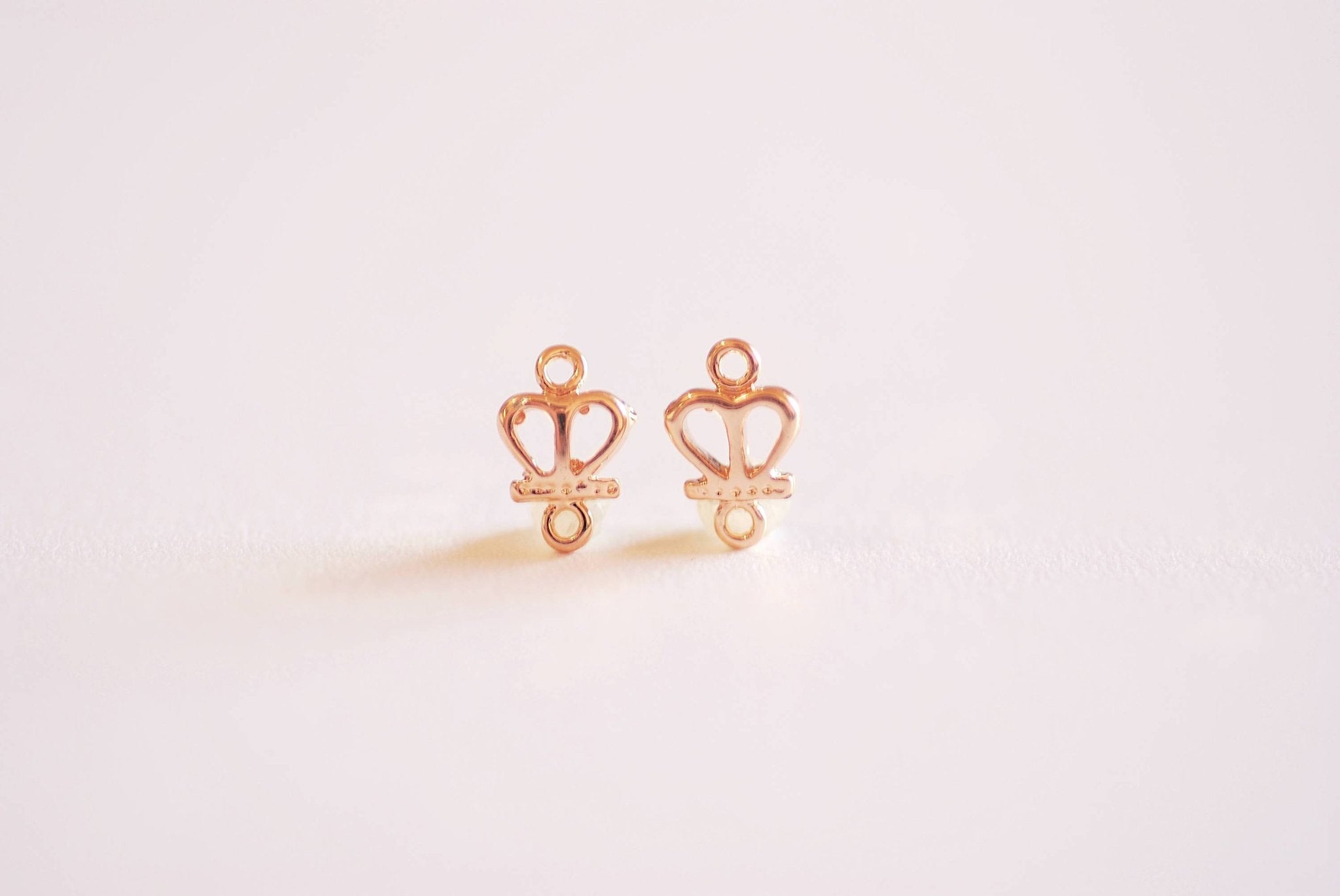 14k Gold Filled Crown Connector Charm- Gold Filled Crown Charm, Link, Spacer, Princess Crown, Royal Crown, Gold Filled Heart Connector Charm - HarperCrown