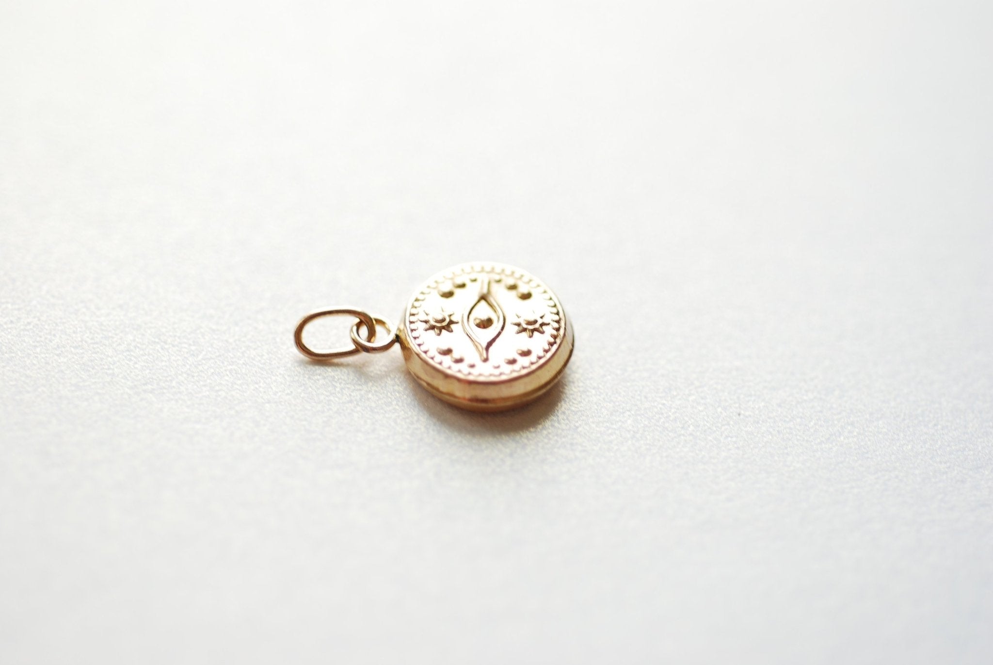 Evil Eye Charm, Gold-Filled or Sterling Silver, 11mm, Double Sided Evil Eye Bead, Eye Of Ra Protection Amulet, Yoga