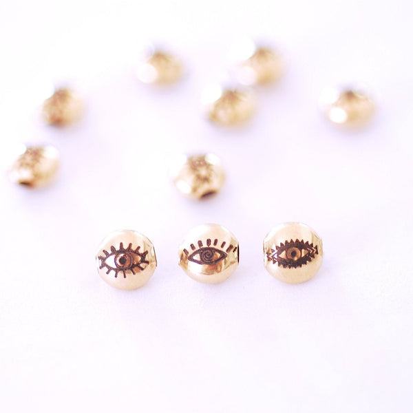 14k Gold Filled Evil Eye Spacer Beads for thread wire chain Gold