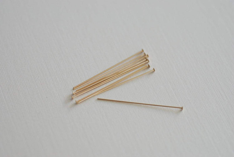 14k Gold Filled Flat headpin 26 gauge wire, 1 inch 25mm flat headpins head pin, 26 gauge ga, Gold Filled Flat Headpins Wholesale, E341