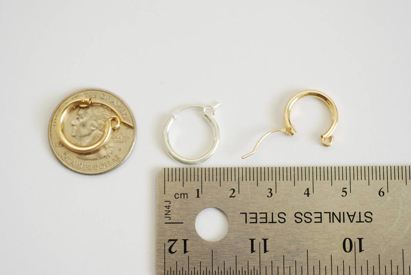 Wholesale 14k Gold Filled Hinged Hoop Earrings, Huggie Earrings, Hoop Flex Earrings, 925 Sterling Silver Hoop Earrings, 13mm, 15mm, 18mm, 22mm x 2mm Tube Earrings