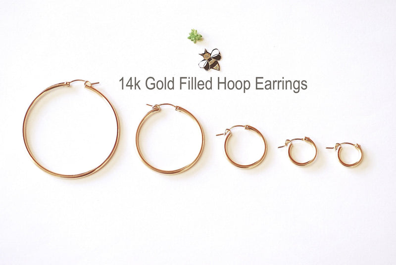 Wholesale 14k Gold Filled Hoop Flex Earring - 12mm, 14mm, 18mm, 20mm, 30mm, 40mm, 50mm, 60mm, 70mm Hoops, 14kGF Hoop Earring, Huggie Hoops, Ear huggie