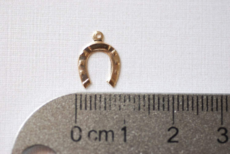 14k gold filled Horseshoe charm, gold horseshoe charm pendant, lucky horseshoe, gold horse shoe charm. vermeil charms by vermeilsupplies