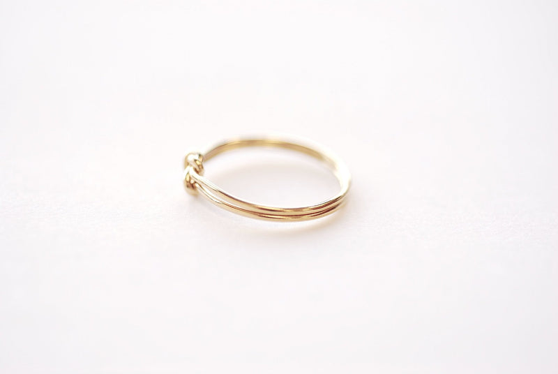 Wholesale 14k Gold Filled Infinity Stacking Ring - Gold Minimalist Stacking Ring Knuckle Midi Ring 2mm Thin Band Dainty Ring Double Love Knot Ring[26]
