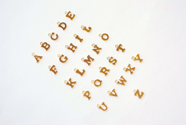 Wholesale 14k Gold Filled Initial Block Letter Charm Drop A - Z Alphabet Letter Drop Charm Pendant Personalized Charm GOLD ALPHABET, 438