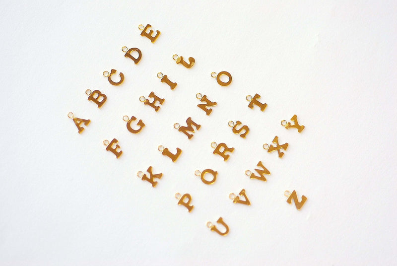 Wholesale 14k Gold Filled Initial Block Letter Charm Drop A - Z Alphabet Letter Drop Charm Pendant Personalized Charm GOLD ALPHABET, 438