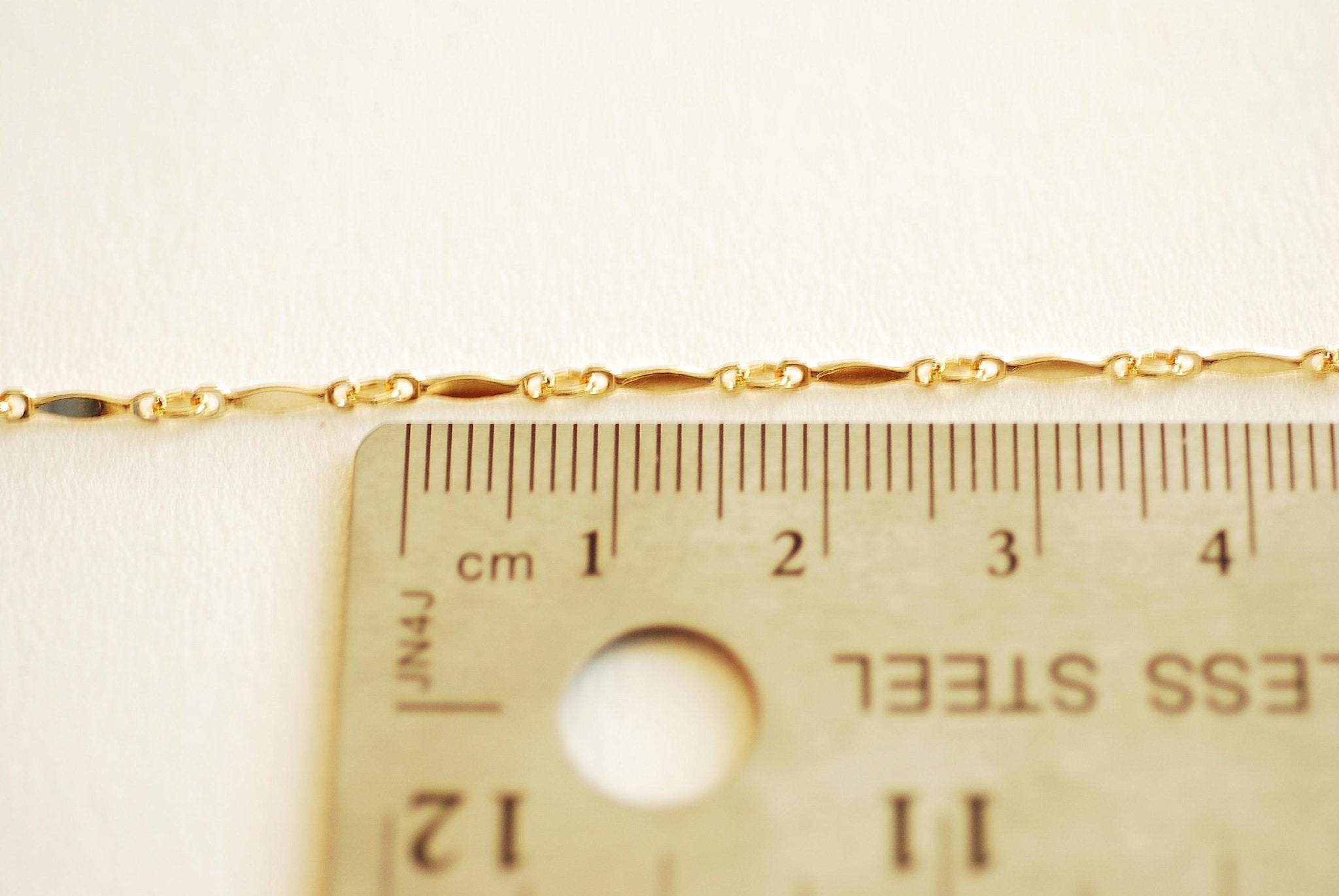 2mm x 8mm Marquise Bar Link Chain, 14/20 Gold-Filled or 925 Sterling Silver, Dapped Bar Long Short Chain