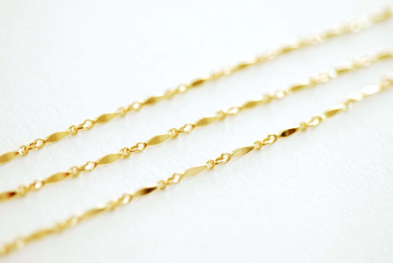 14K Gold Filled Marquise Bar Link Chain, 2mm Width Bar Gold Filled Chain, 8mm x 2mm Chain Dapped Bar Chain long and short chain, Bulk Chain