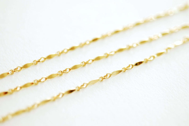 14K Gold Filled Marquise Bar Link Chain- 2mm Width Bar Gold Filled Chain, 8mm x 2mm Chain Dapped Bar Chain long and short chain, Bulk Chain