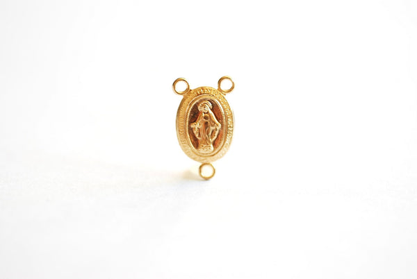 14k Gold Filled Mary Rosary Connector Charm- 14KGF Charms, Virgin Mary, Catholic Rosary Charm, Madonna Charm, Oval Patron Saint, Holy Mother