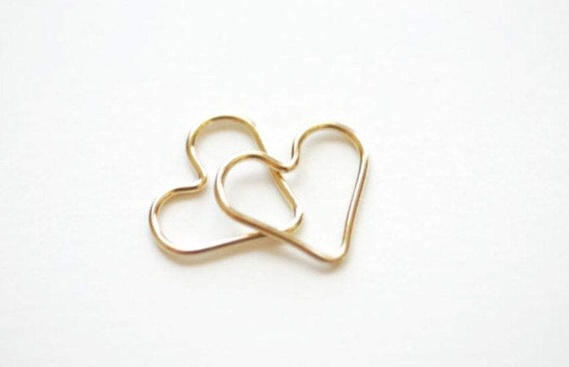 14K Gold-Filled Open Wire Heart, Gold Fill Heart Connector Link Spacer, Heart Charms, Jewelry Supplies, Heart Pendant, Heart Jump Rings