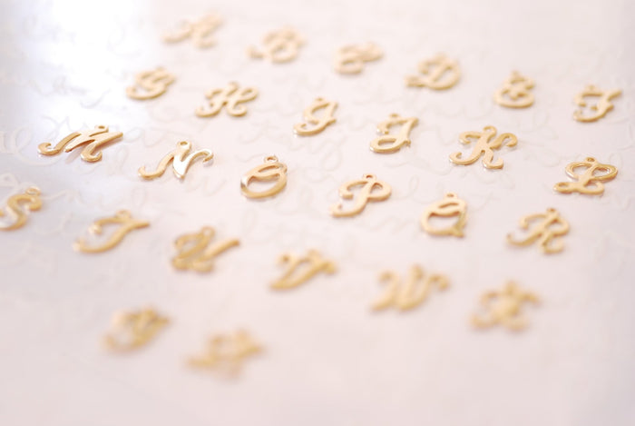 14k Gold Filled or Sterling Silver Cursive Letter Script Letter Alphab