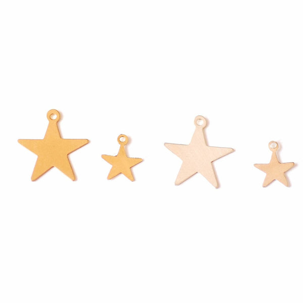 14K Gold Filled or Sterling Silver Flat Star Charm Pendant 8mm 14mm VermeilSupplies Wholesale Charm DIY Jewelry Making, 14K Gold Filled / 14mm