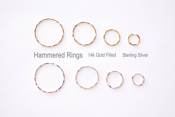 14k Gold Filled or Sterling Silver Hammered Ring Circle  11mm 15mm 21mm 26mm Disc Coin Charm Round Karma Link Connector Spacer
