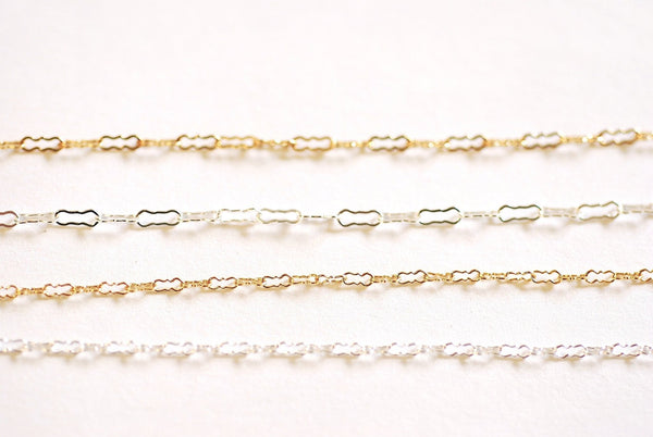 14k Gold Filled or Sterling Silver Krinkle Chain 2mm or 1.7mm Fancy Krinkle Chain Unfinished Long and Short Flat Krinkle Chain Wholesale - HarperCrown