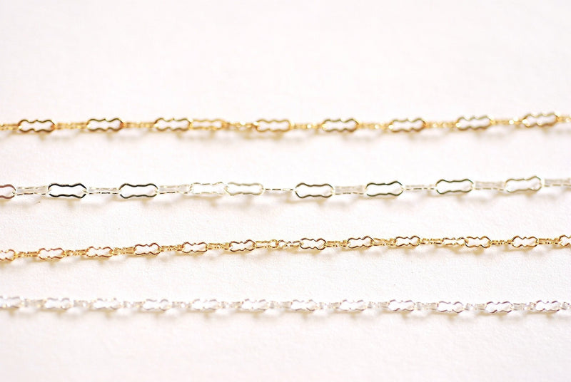 14k Gold Filled or Sterling Silver Krinkle Chain 2mm or 1.7mm Fancy Krinkle Chain Unfinished Long and Short Flat Krinkle Chain Wholesale - HarperCrown