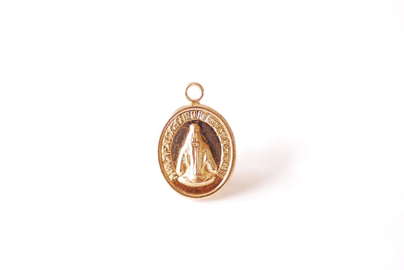 Wholesale 14k Gold Filled Oval Virgin Mary Charm - 14kGF Oval Religious Rosary Holy Virgin Mary Guadalupe Miraculous Holy Spirit Saint Charm